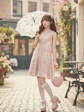 AXES FEMME hime gyaru himekaji pink sleeveless lace mini dress